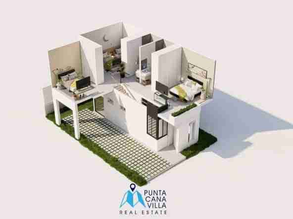 ID , Stylish Three Bedroom Villa with Balcony for Sale in Brisas de Punta Cana, Bávaro ()