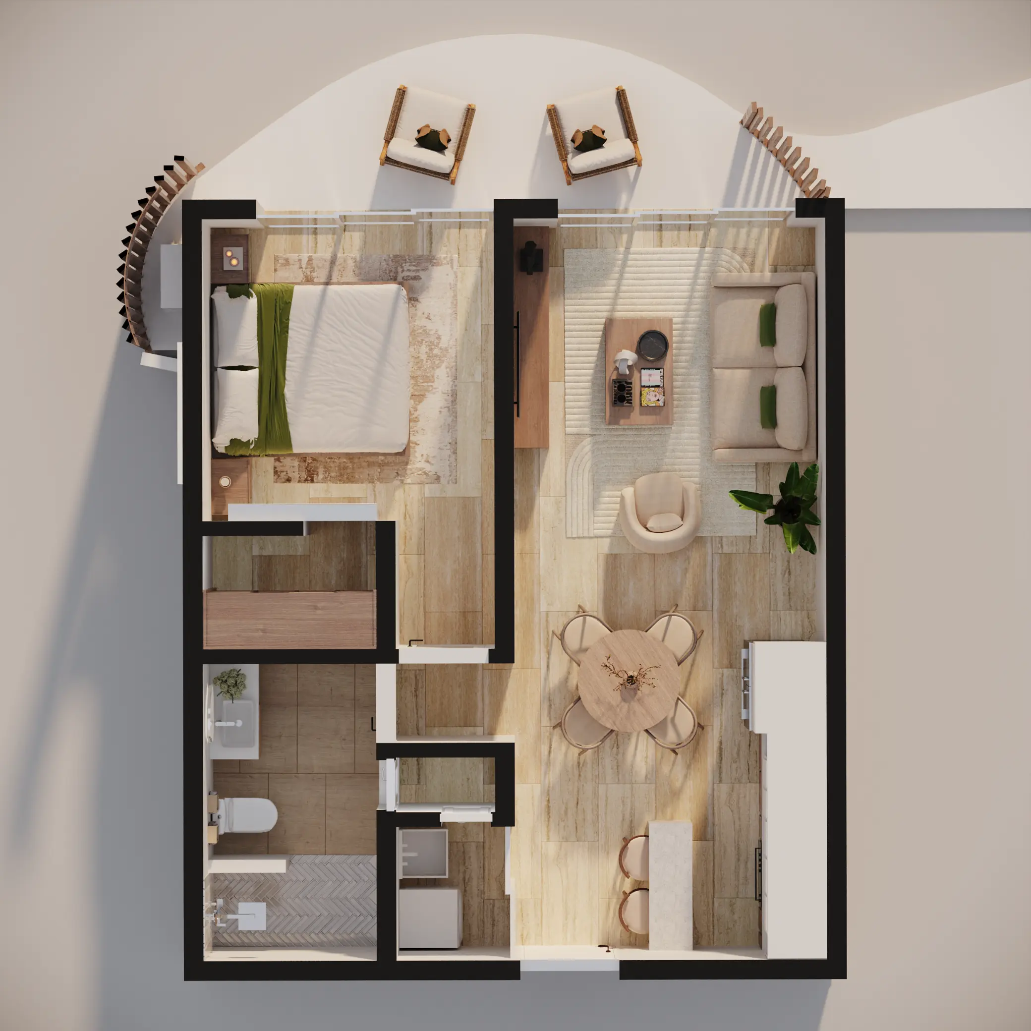 ID , Stylish Bedroom Condo in Bávaro at Botanico by Avalon for Sale ()