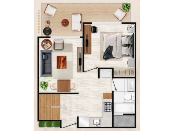 ID Spacious Vista Cana Penthouse for Sale at Palms with Terrace and Elevator ()