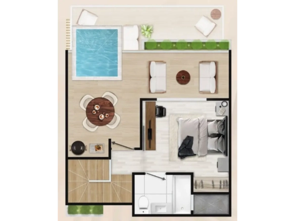 ID Spacious Vista Cana Penthouse for Sale at Palms with Terrace and Elevator ()